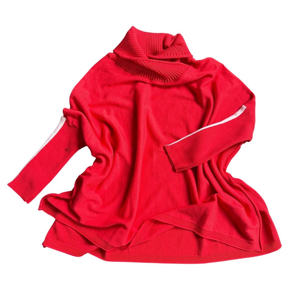 Mer Sea Cowl Neck Catalina Sweater in Bright Red Aperol Nautical Coastal Prep OS